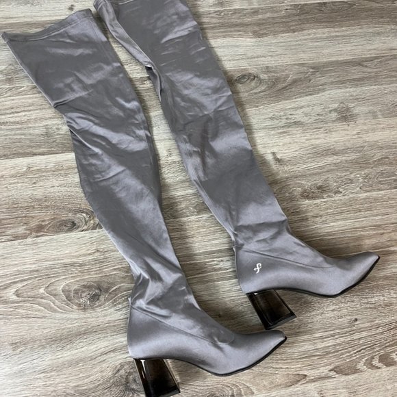 JOHN FLUEVOG • Silver Thigh High PETULA Boots • Vegan • Size 8 • NWT - Picture 4 of 14